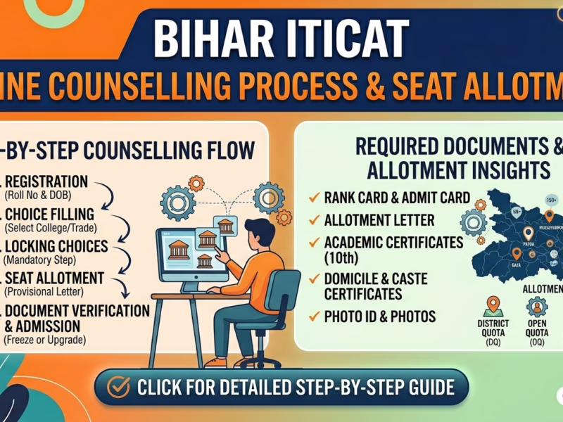 Bihar ITICAT Online Counselling Process & Seat Allotment