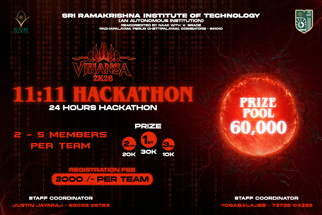 11-11 Hackathon 2026, Sri Ramakrishna Institute of Technology, Coimbatore