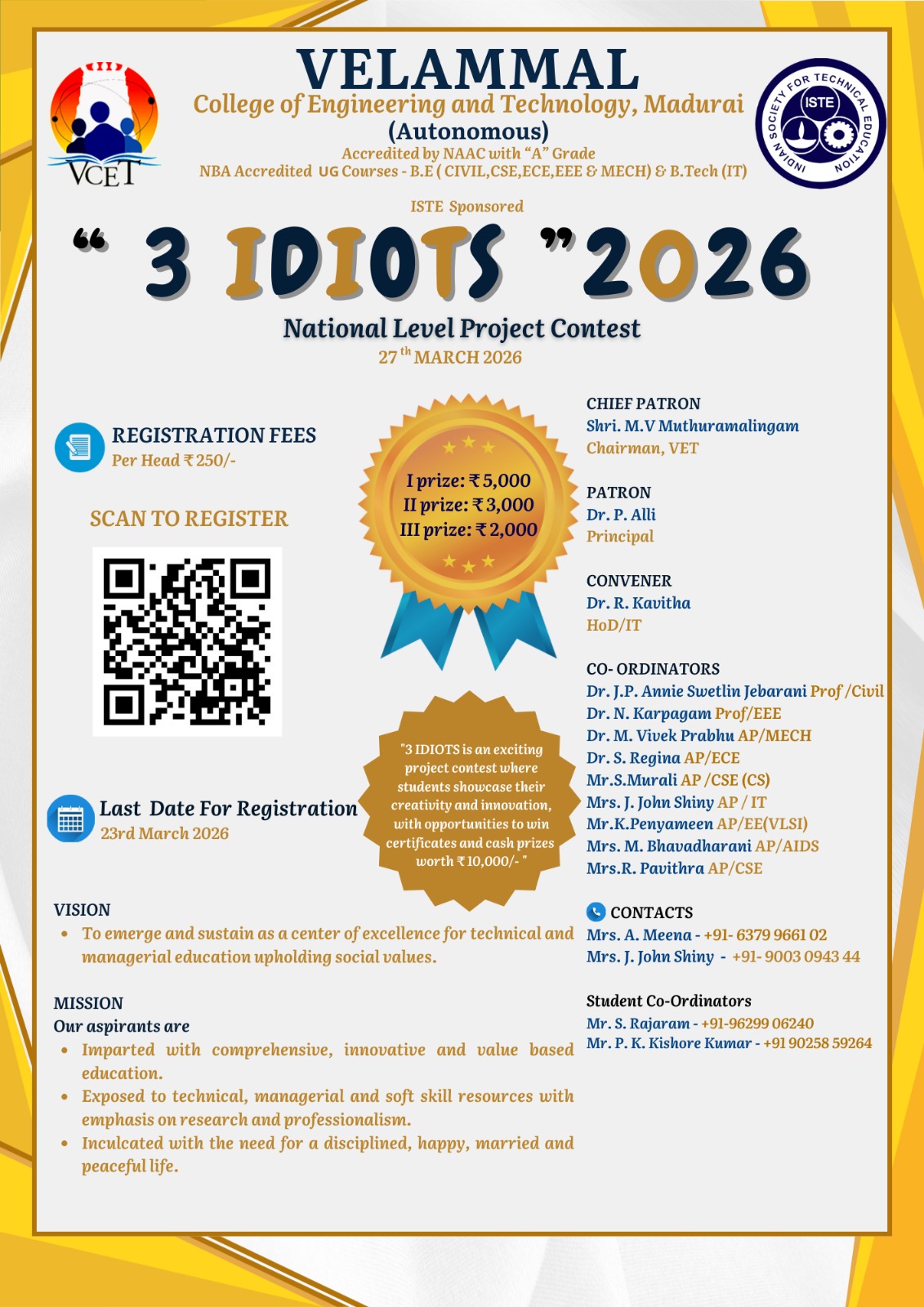 3 Idiots 2026, Velammal College of Engineering and Technology