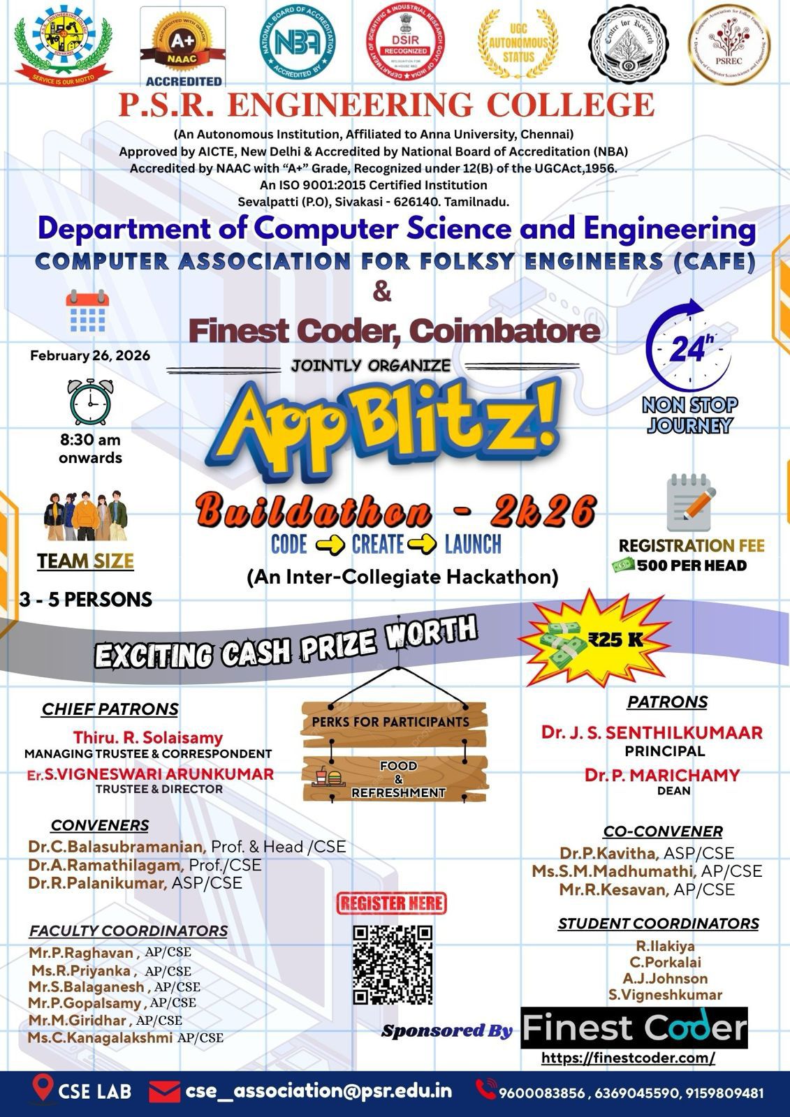 AppBlitz! 2026, PSR Engineering College, Hackathon, Sivakasi