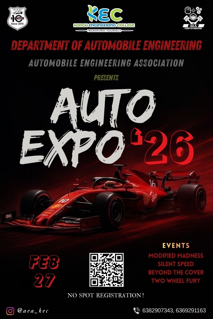 Auto Expo 2026, Kongu Engineering College Erode