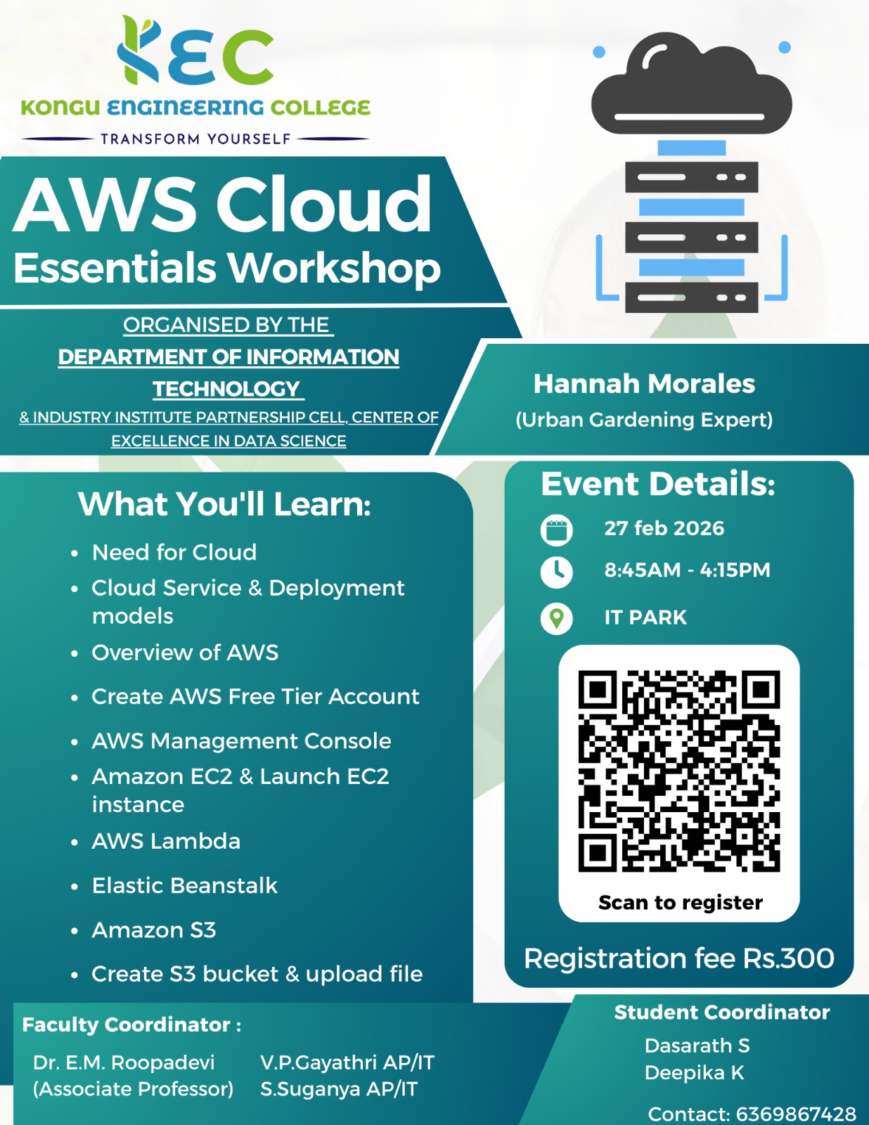 AWS Cloud Essentials Workshop 2026, Kongu Engineering College, Erode