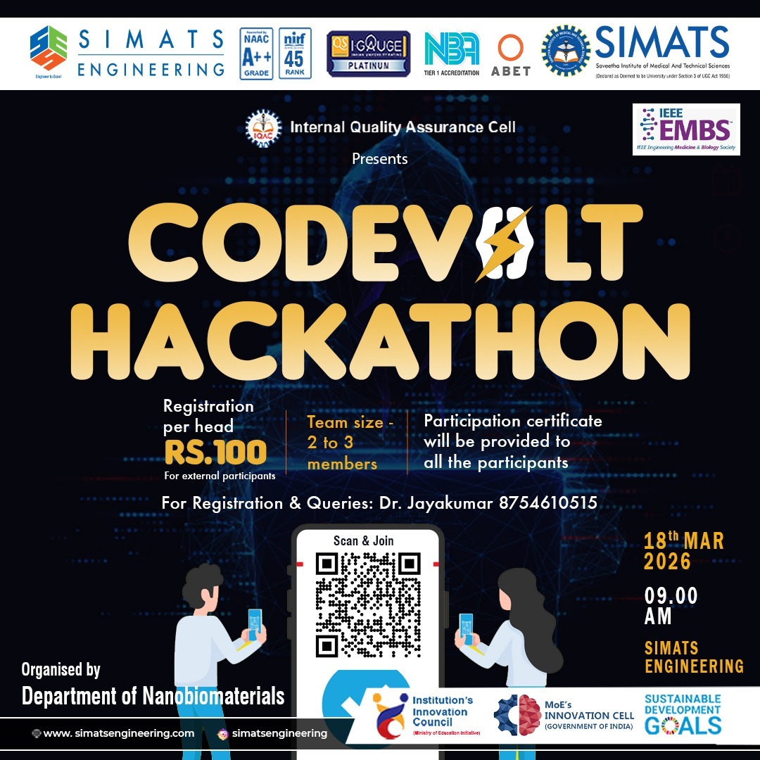 Codevolt Hackathon 2026, Saveetha Institute of Medical and Technical Sciences Engineering, Chennai