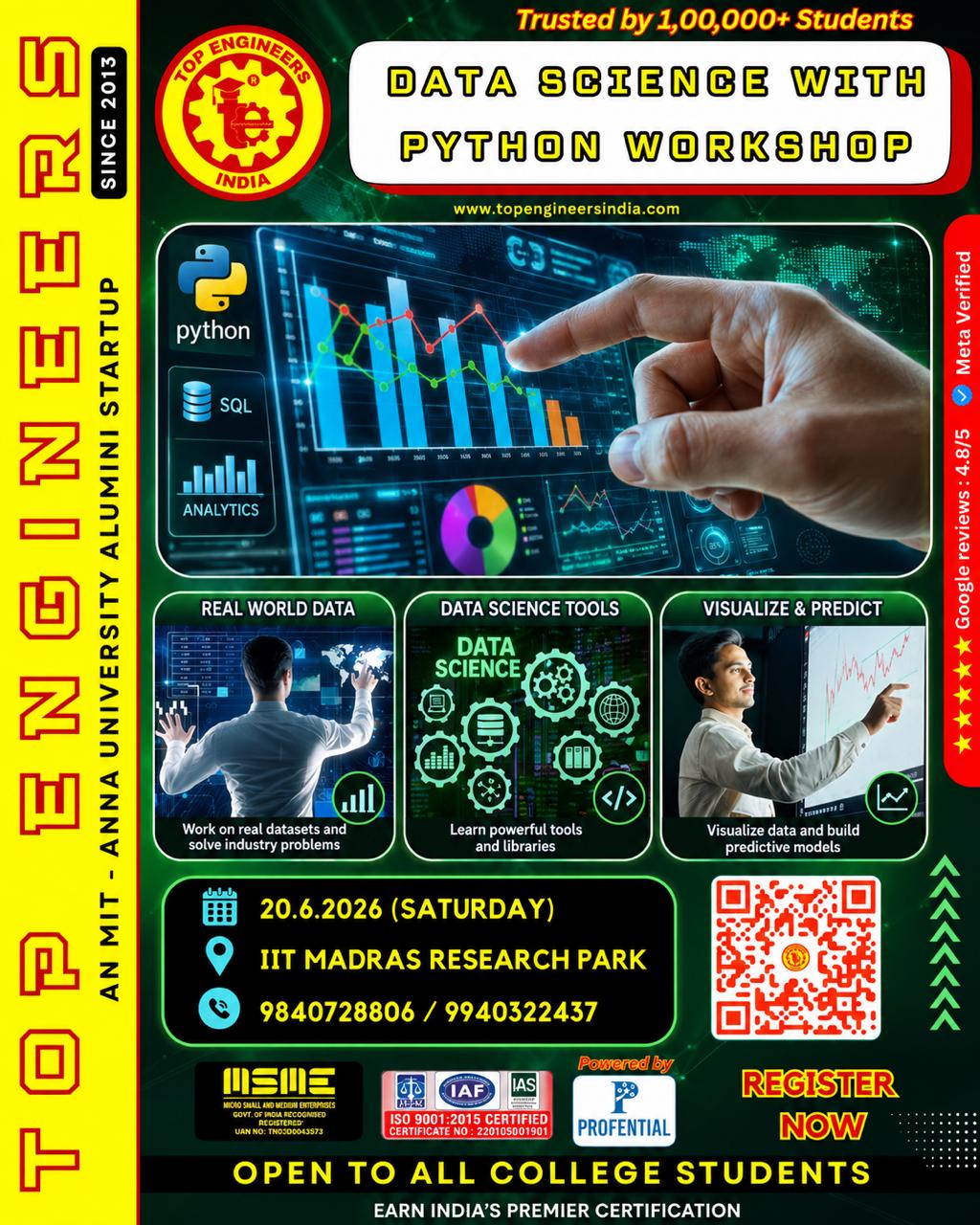 Data Science with Python Workshop 2026, Top Engineers, Chennai, Tamil Nadu, 20th June 2026