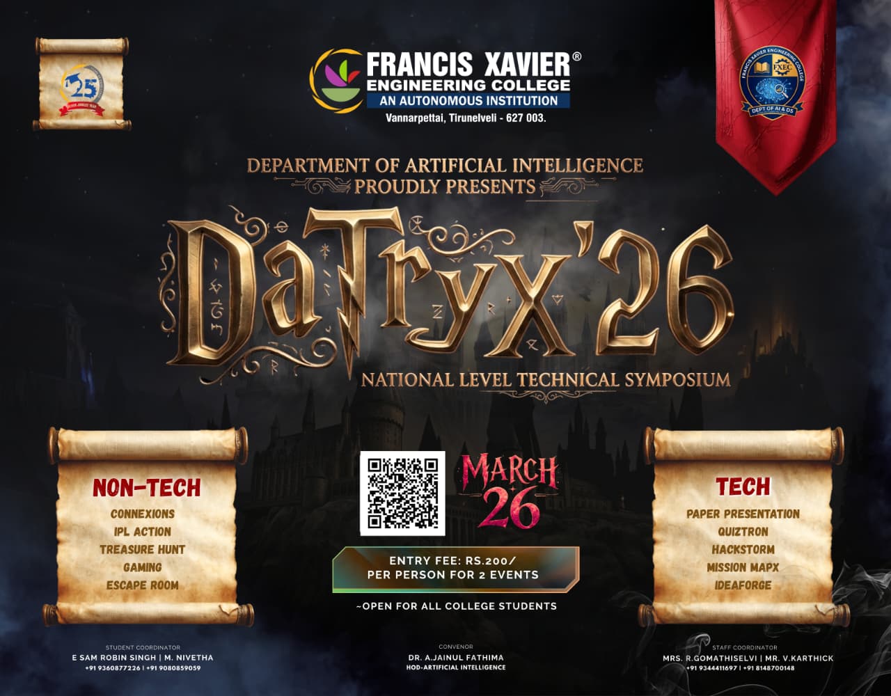 DATRYX'26, Francis Xavier Engineering College, Tirunelveli