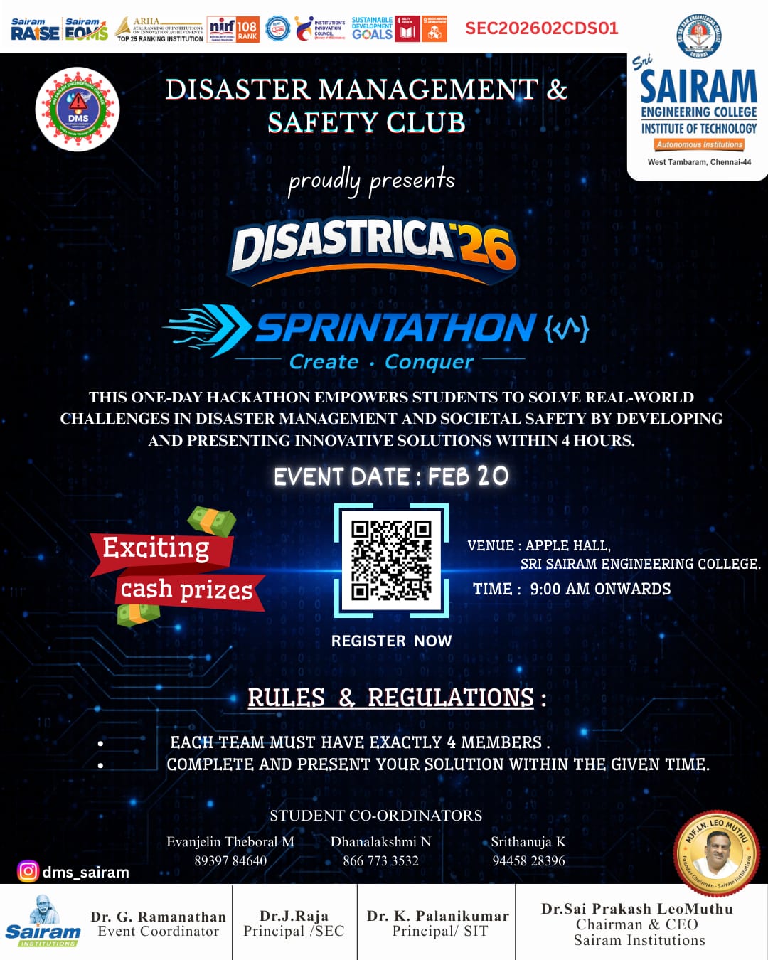 DISASTRICA'26, Sri Sairam Engineering College, Chennai