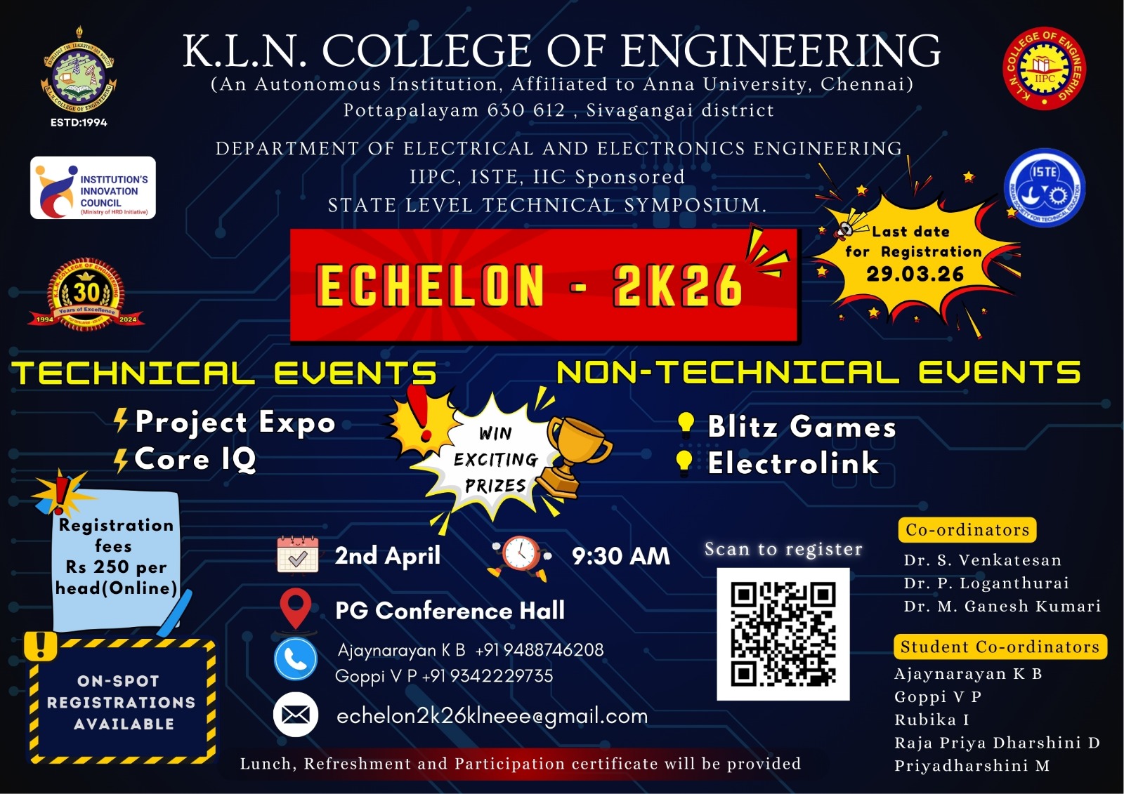 Echelon 2K26, KLN College of Engineering