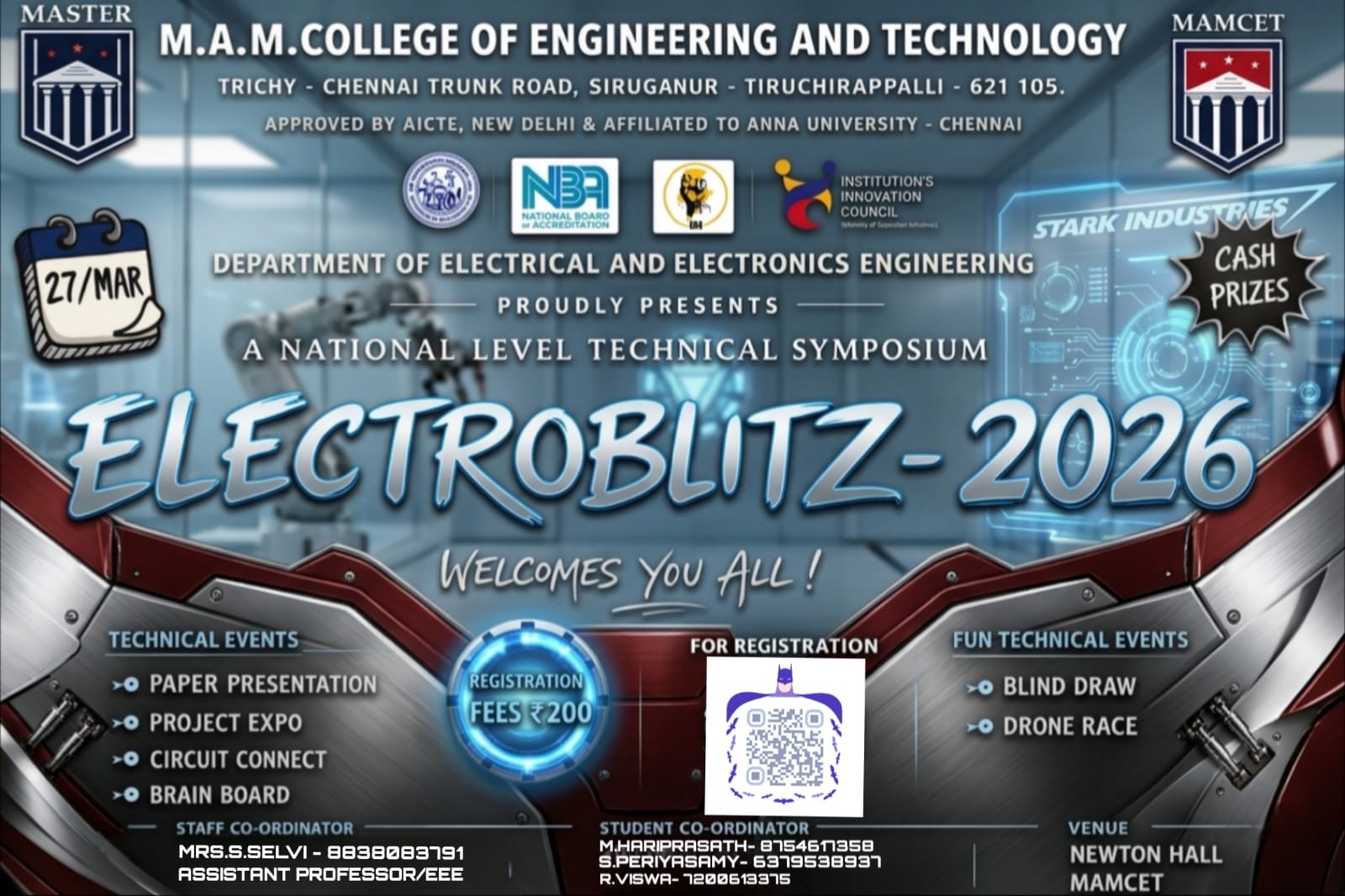 ELECTROBLITZ 2026, MAM College of Engineering and Technology
