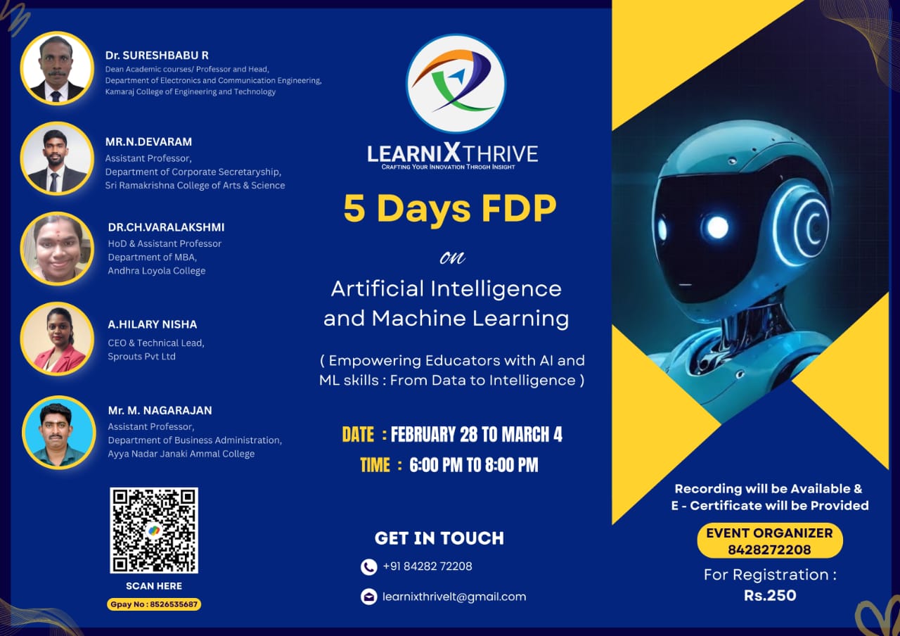 Five days FDP on Artificial Intelligence and Machine Learning ...