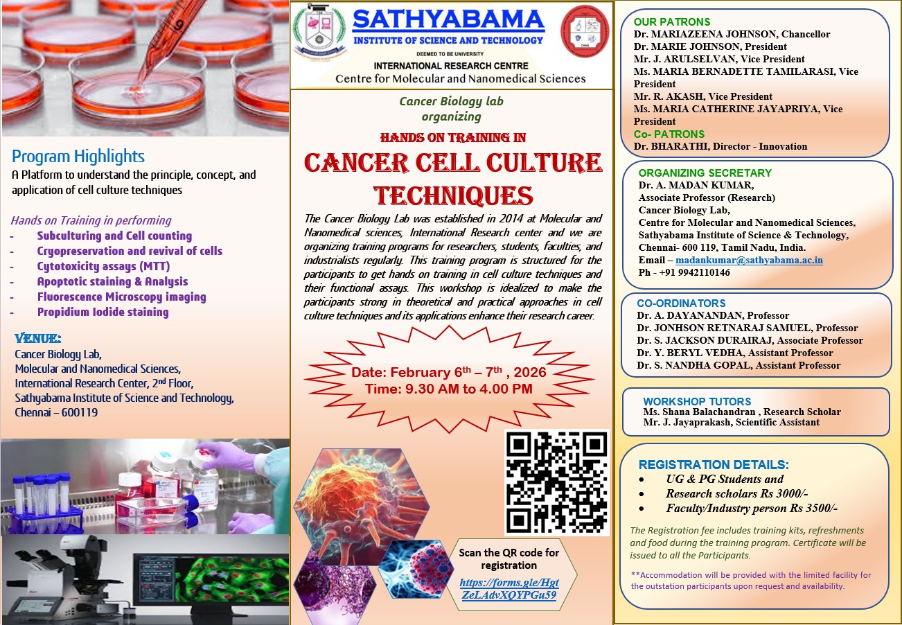 Hands-on Training on Cancer Cell Culture Techniques 2026
