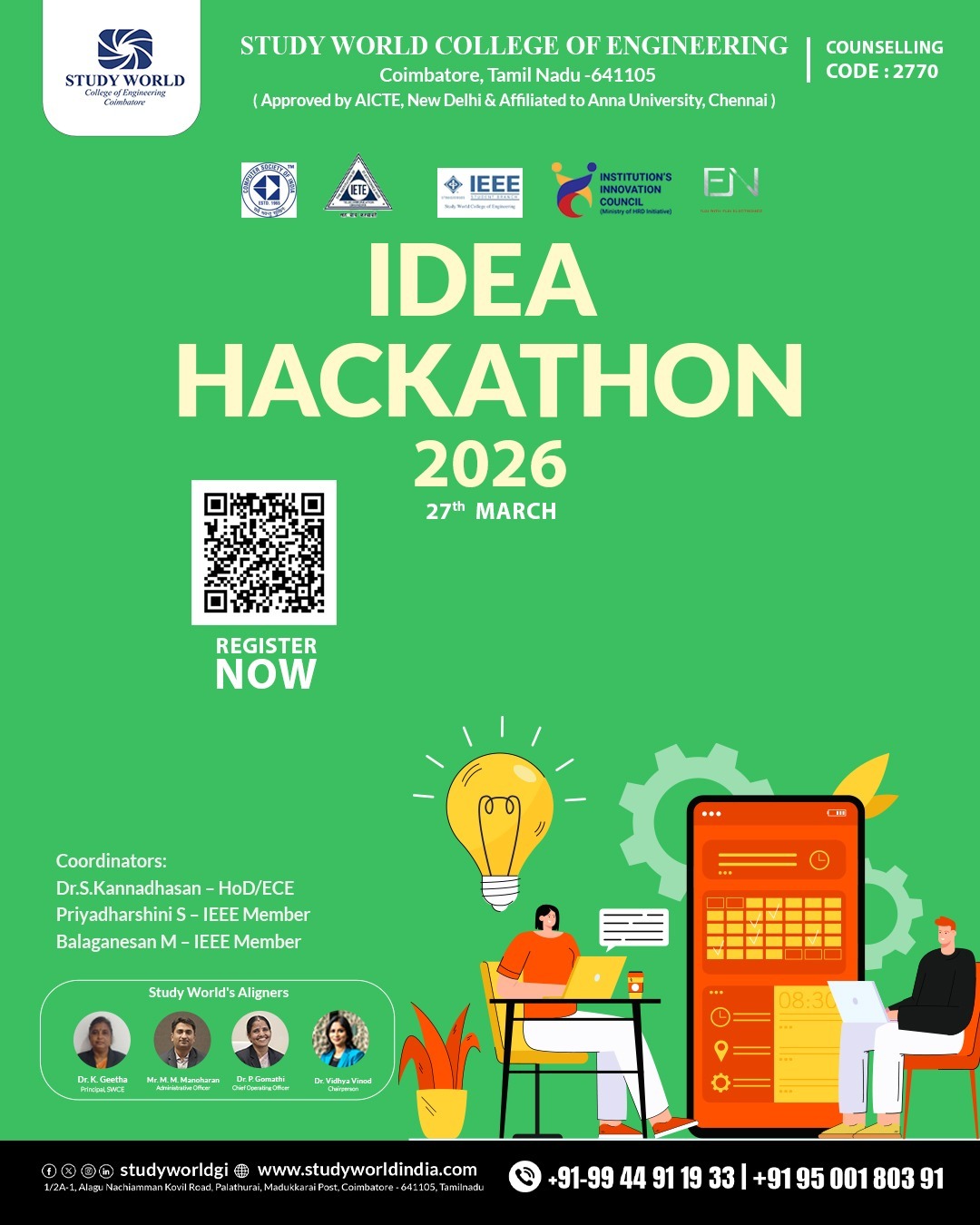 IEEE Idea Hackathon 2026, Study World College of Engineering, Coimbatore