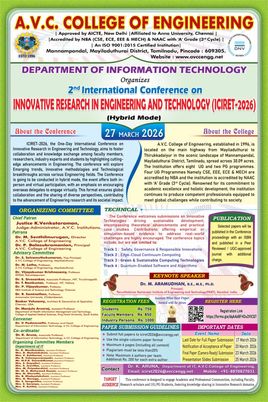 Innovative Research in Engineering and Technology (ICIRET-2026)