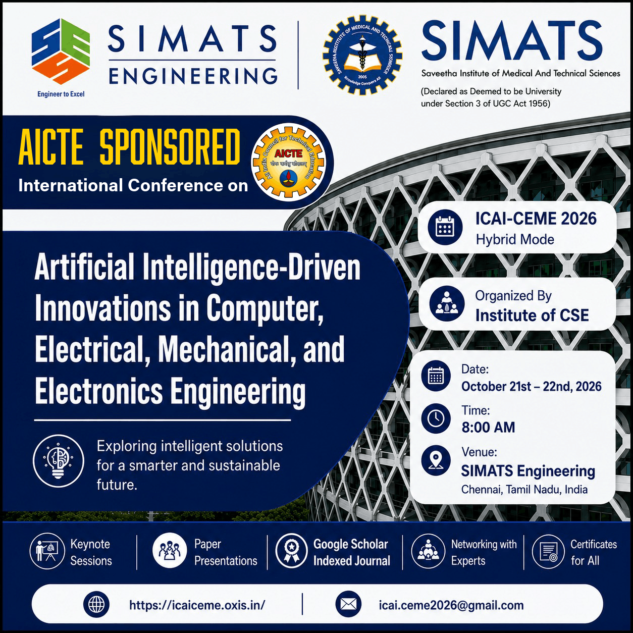 International Conference on Artificial Intelligence-Driven Innovations in Computer, Electrical, Mechanical, and Electronics Engineering (ICAI-CEME 2026)