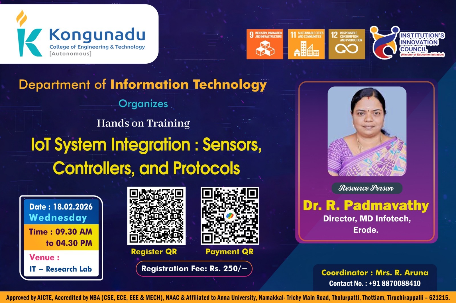 IoT System Integration 2026, Kongunadu College of Engineering and Technology