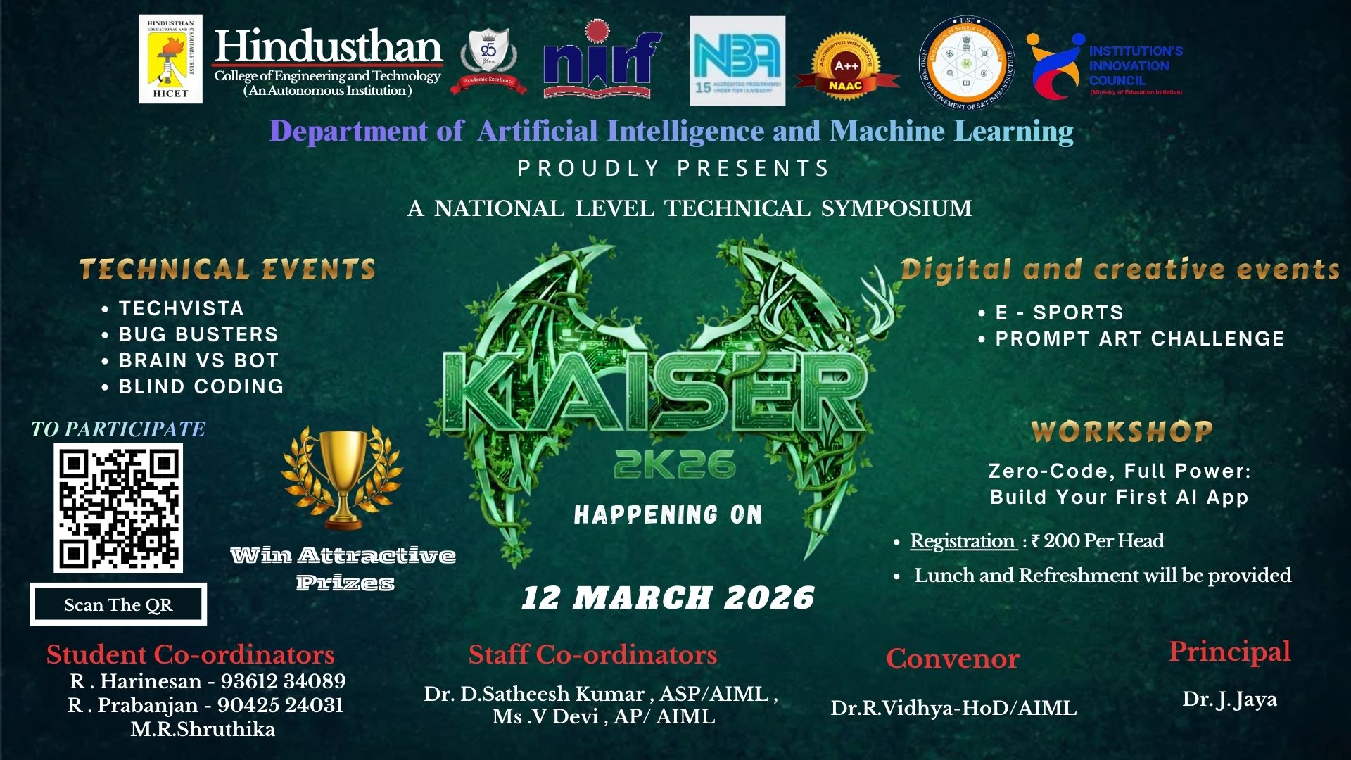 KAISER 2k26, Hindusthan College of Engineering and Technology Poster
