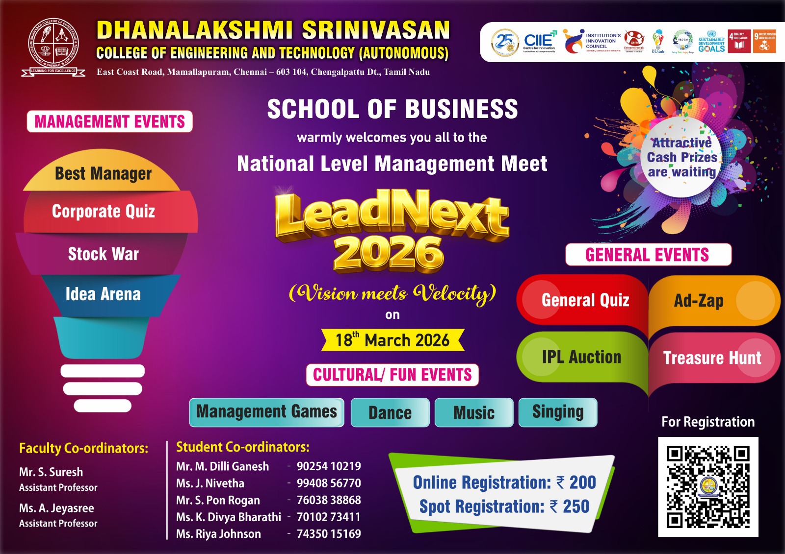 LEADNEXT'2026, Dhanalakshmi Srinivasan College of Engineering and Technology Chennai