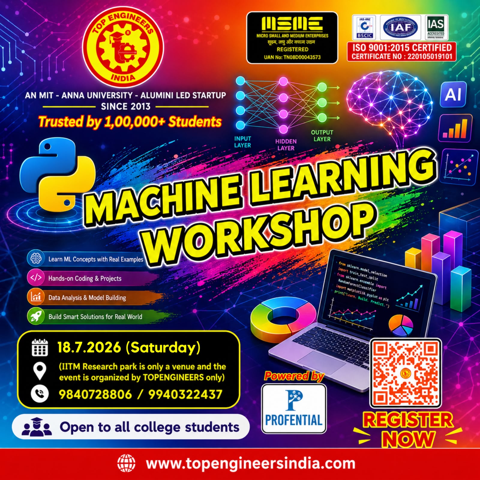 Machine Learning Workshop 2026, Chennai, Tamil Nadu, 18th July 2026