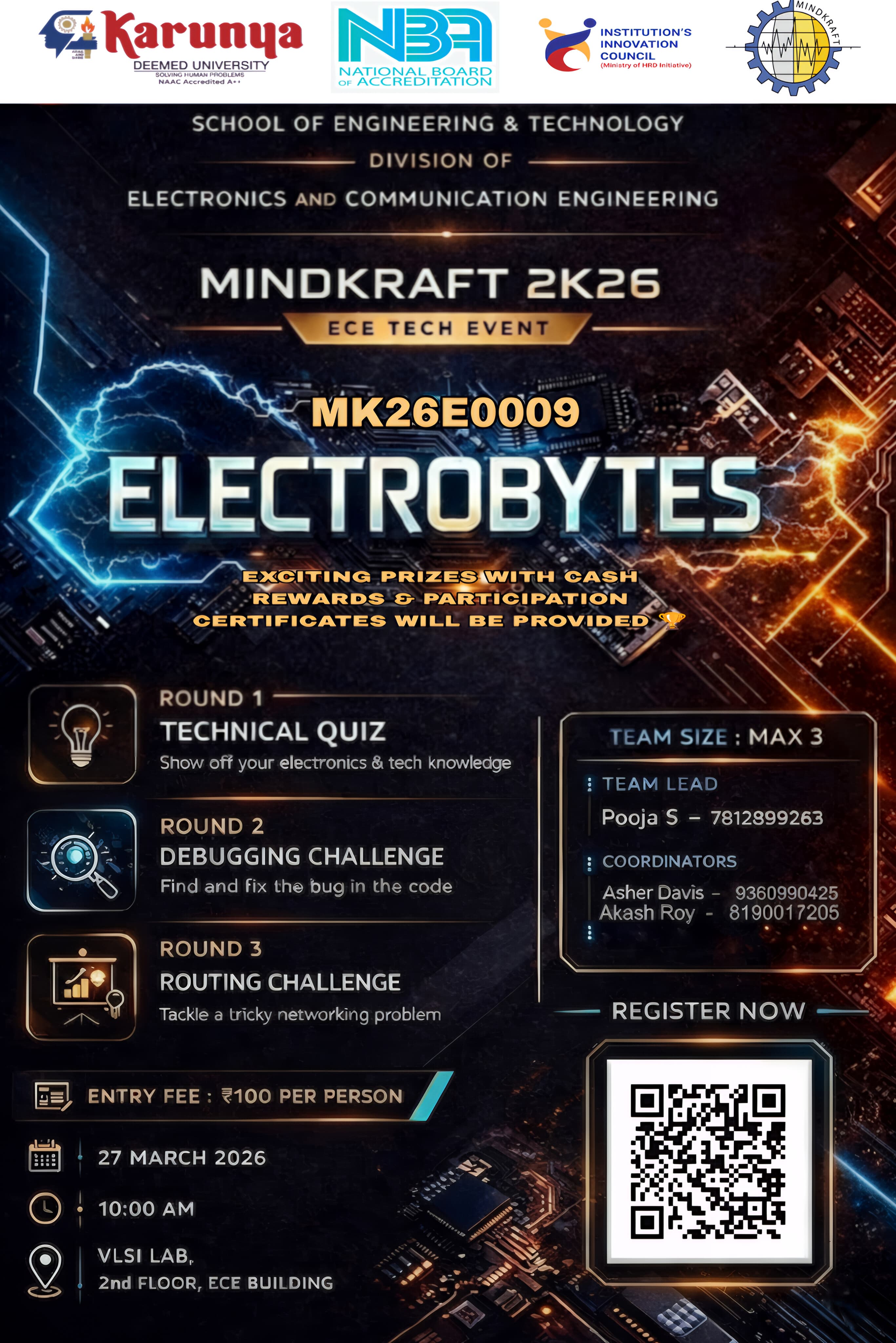 MindKraft'26 - ElectroBytes, Karunya Institute of Technology and Sciences, Coimbatore