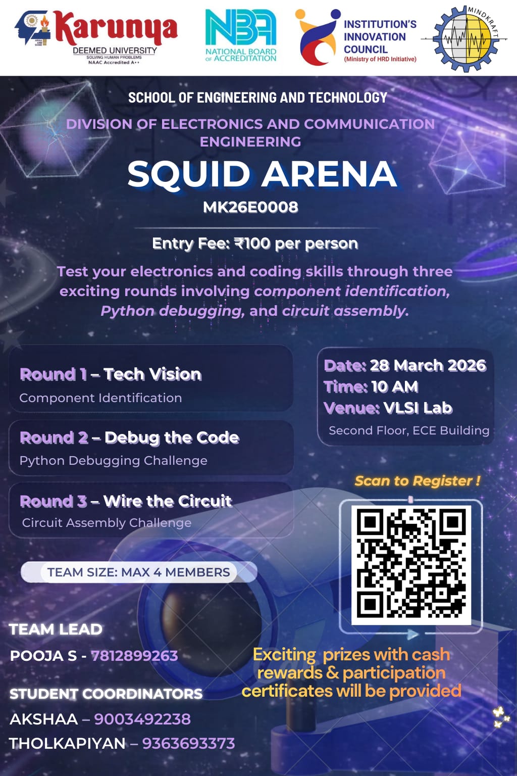 MindKraft'26 - Squid Arena, Karunya Institute of Technology and Sciences, Coimbatore