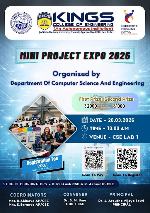 Mini Project Expo 2026, Kings College of Engineering, Thanjavur