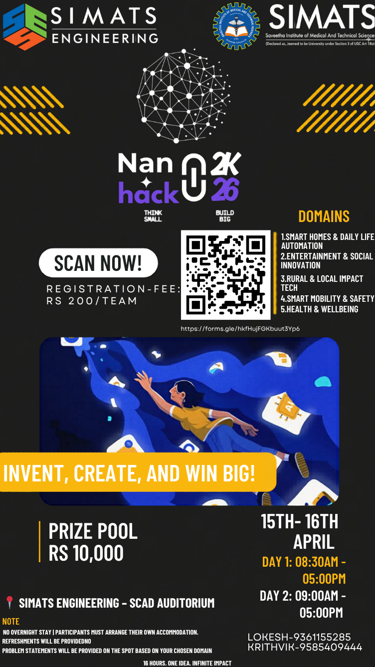 NANOHACK 2K26, SIMATS Engineering, Chennai