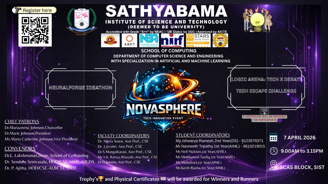 NovaSphere 2026 – Technical Competitions | Ideathon, Tech Debate & Tech Escape Challenge Poster