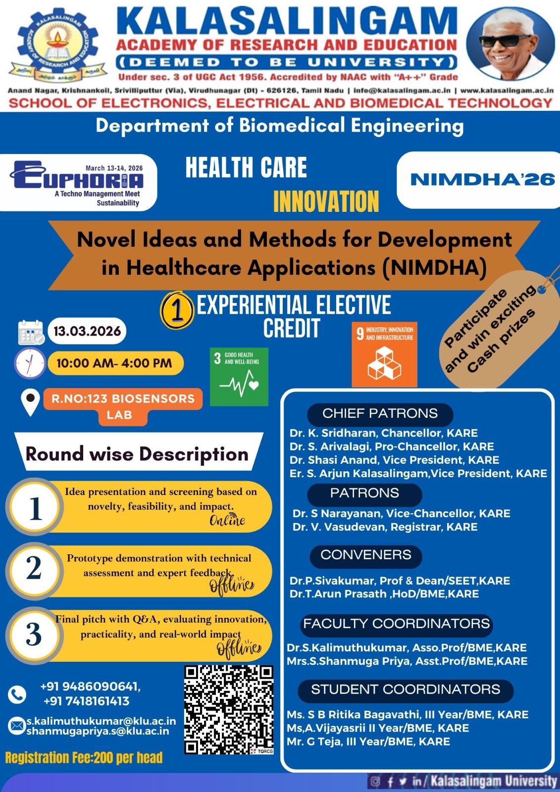 Novel Ideas and Methods for Development in Healthcare Applications (NIMDHA) 2026