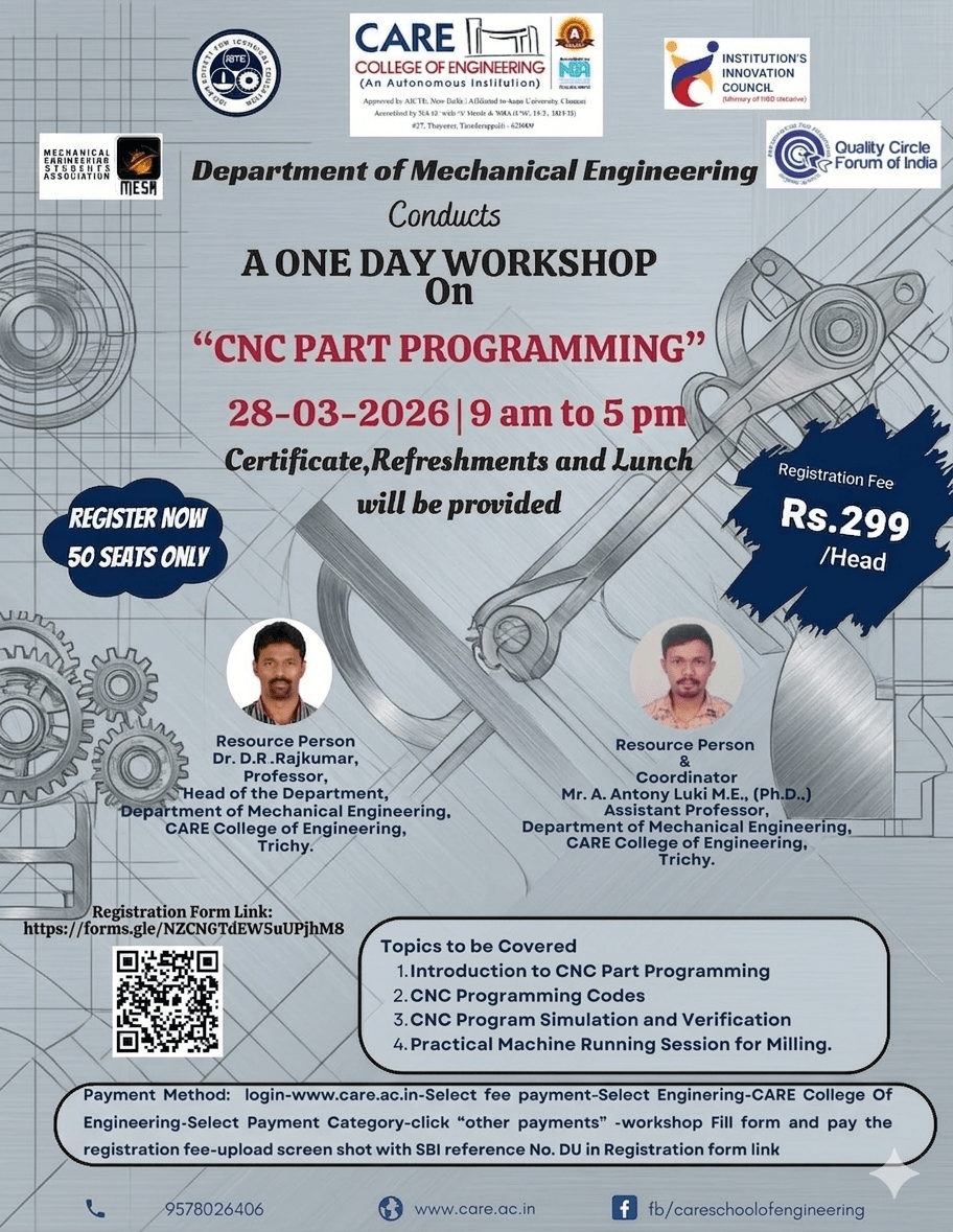 One Day Workshop in CNC part Programming