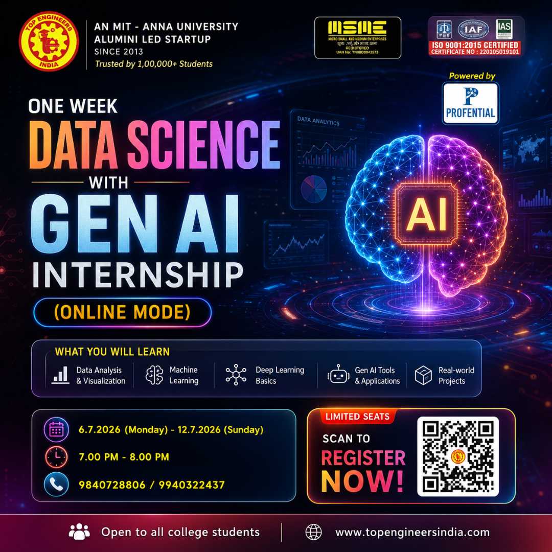 One Week Data Science with Gen AI Internship (Online Mode) 2026