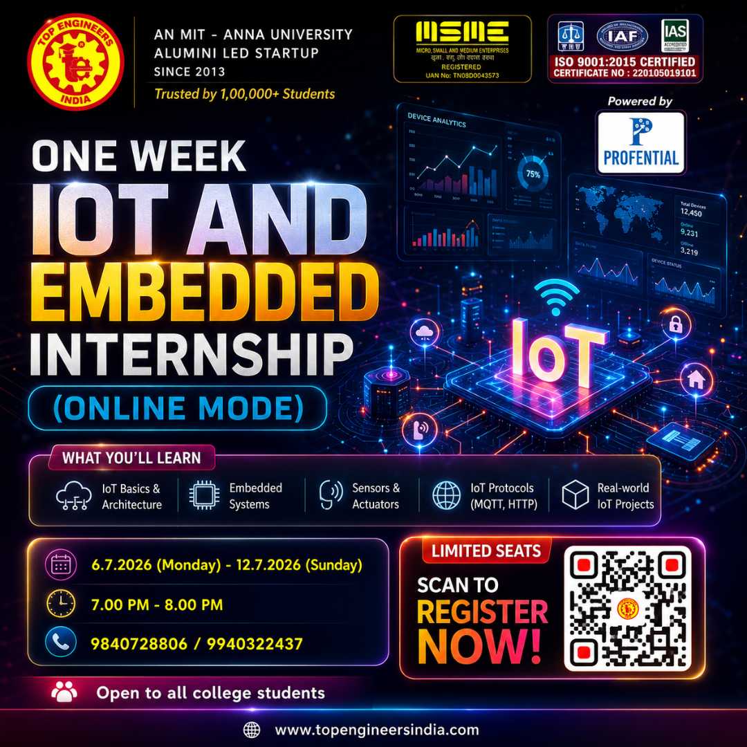 One Week IoT and Embedded Internship (Online Mode) 2026