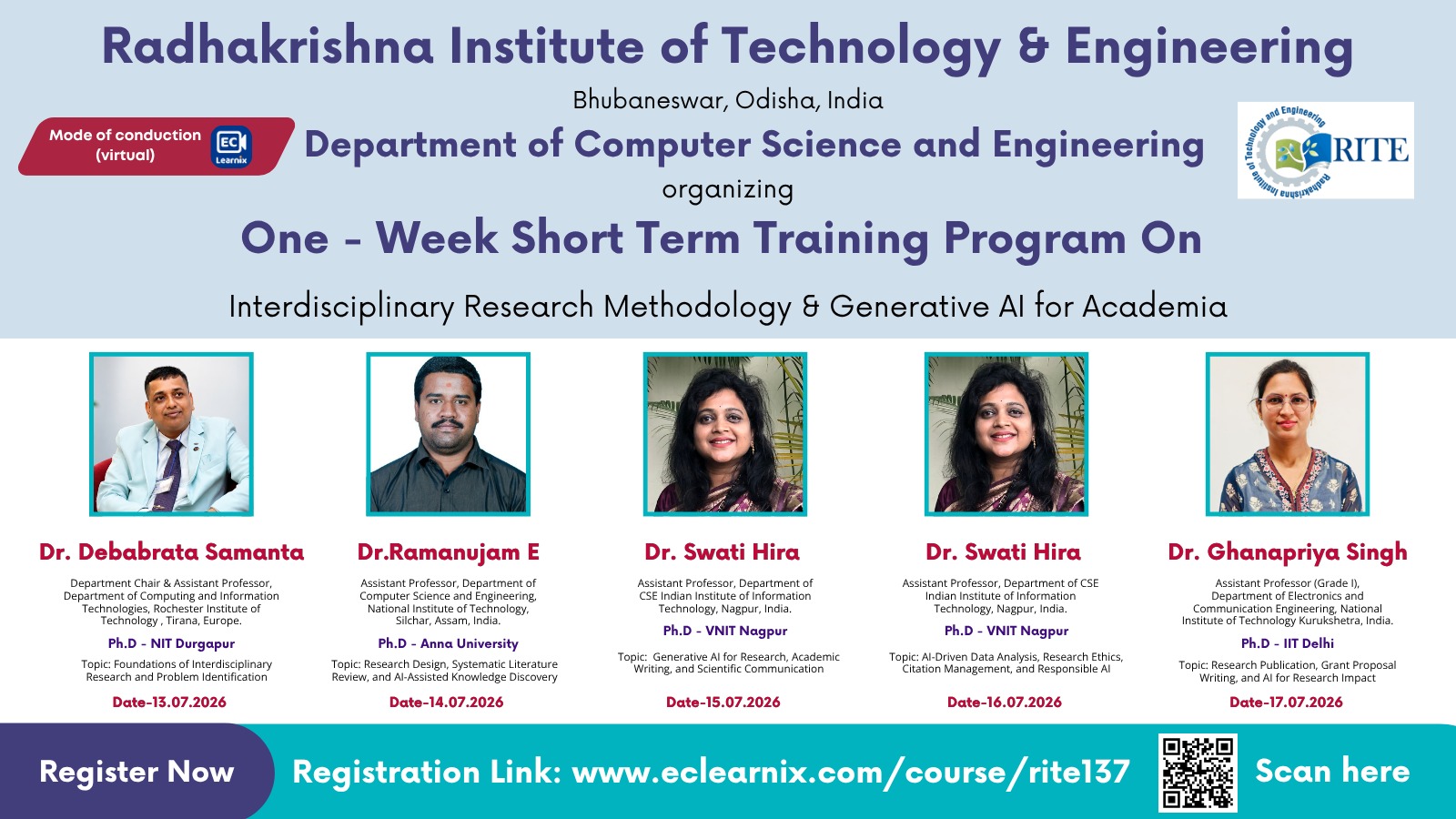 One-Week online Short Term Training Program (STTP) on Interdisciplinary Research Methodology & Generative AI for Academia 2026