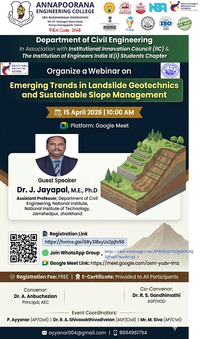 Online webinar on Emerging Trends in Landslide Geotechnics and Sustainable Slope Management