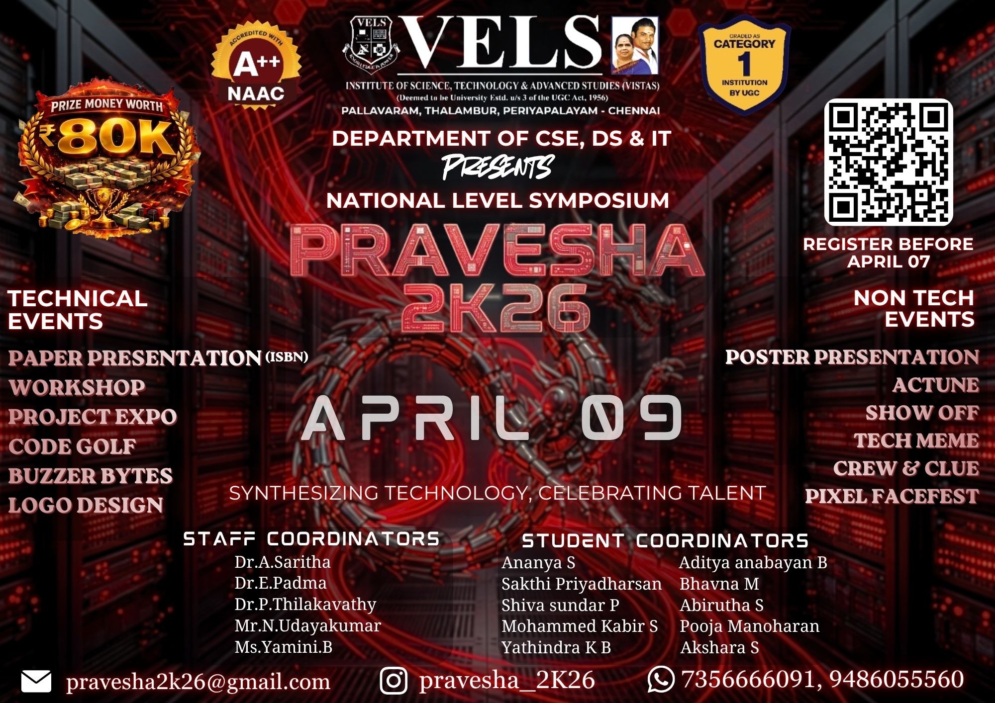 Pravesha-2K26, Vels Institute of Science, Technology and Advanced Studies (VISTAS)