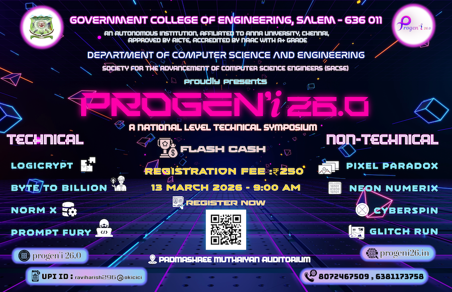 Progen'i 26.0, Government College of Engineering Salem