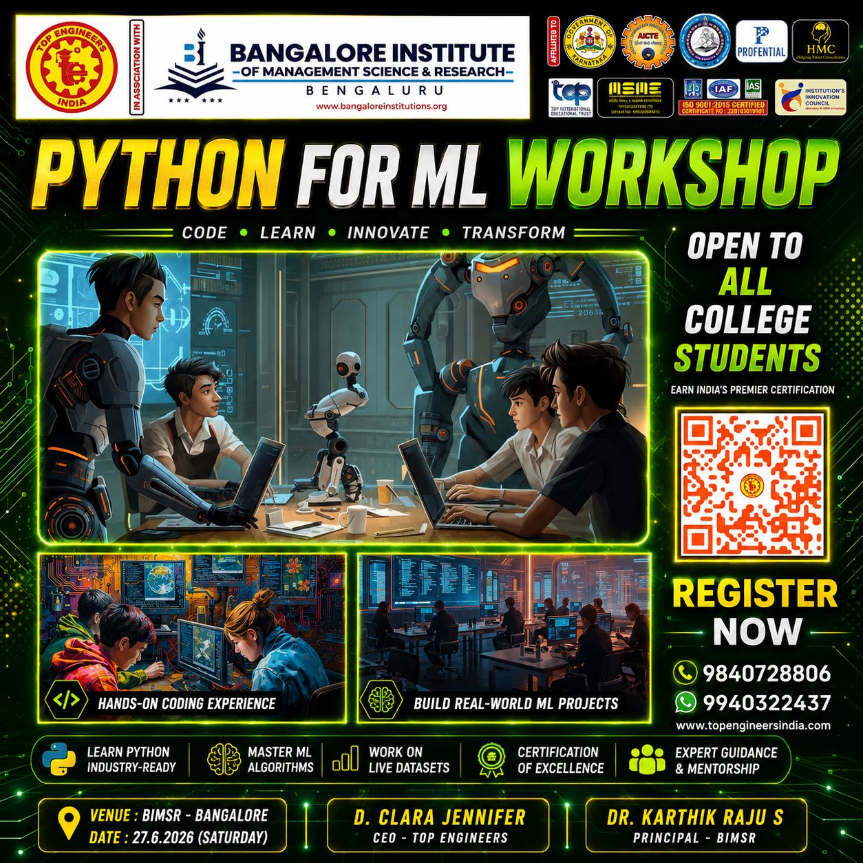 Python for ML Workshop 2026, BIMSR Bengaluru, 27th June 2026