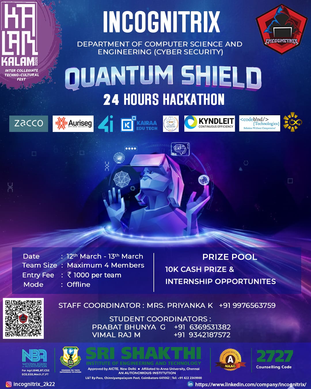 Quantum Shield 2k26, Sri Shakthi Institute of Engineering and Technology, Coimbatore (12th - 13th March 2026)