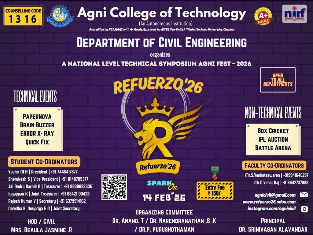 REFUERZO 26, Agni College of Technology, Chennai