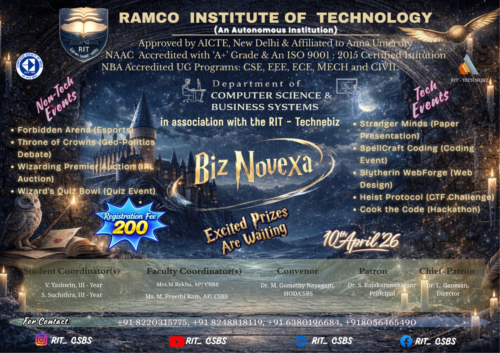 RIT-BIZNOVEXA 2026, Ramco Institute of Technology