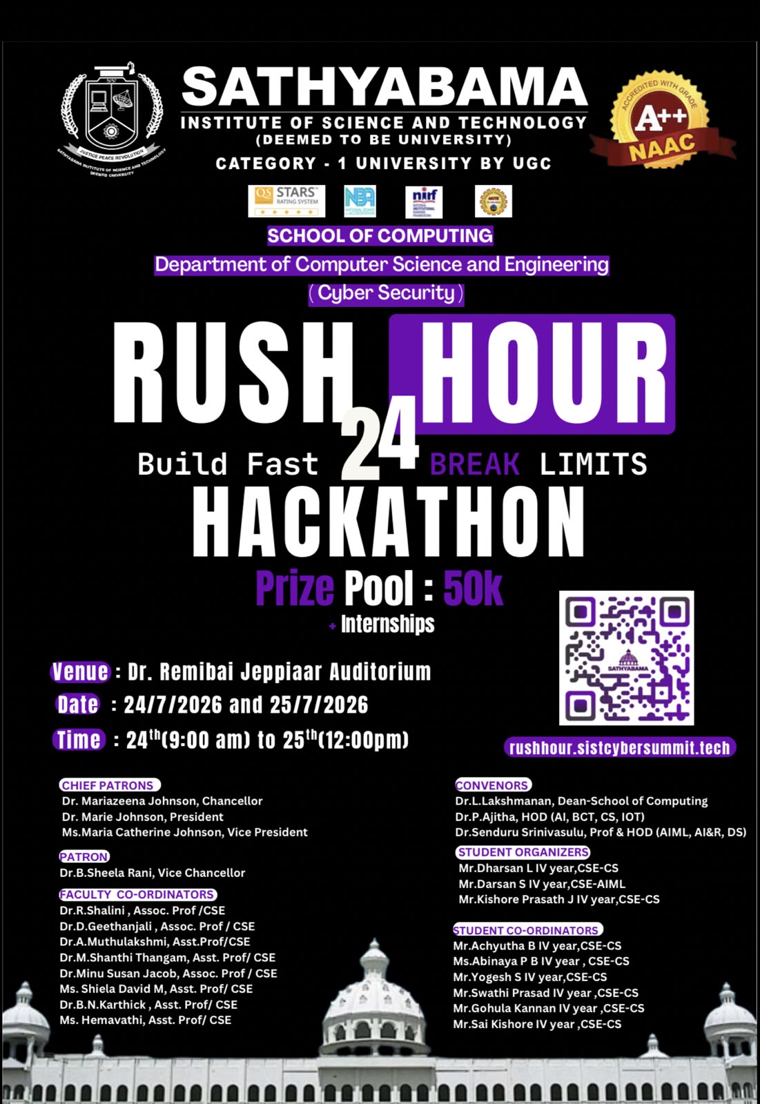 Rush Hour 2026, Sathyabama Institute of Science and Technology, Chennai, Tamil Nadu, 24th - 25th July 2026