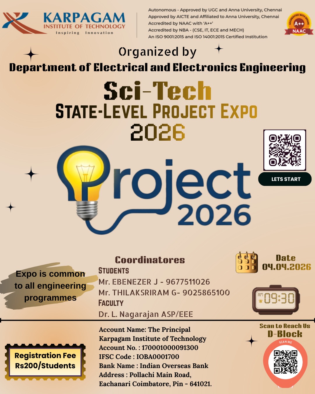Sci-Tech 2026, Karpagam Institute of Technology Coimbatore
