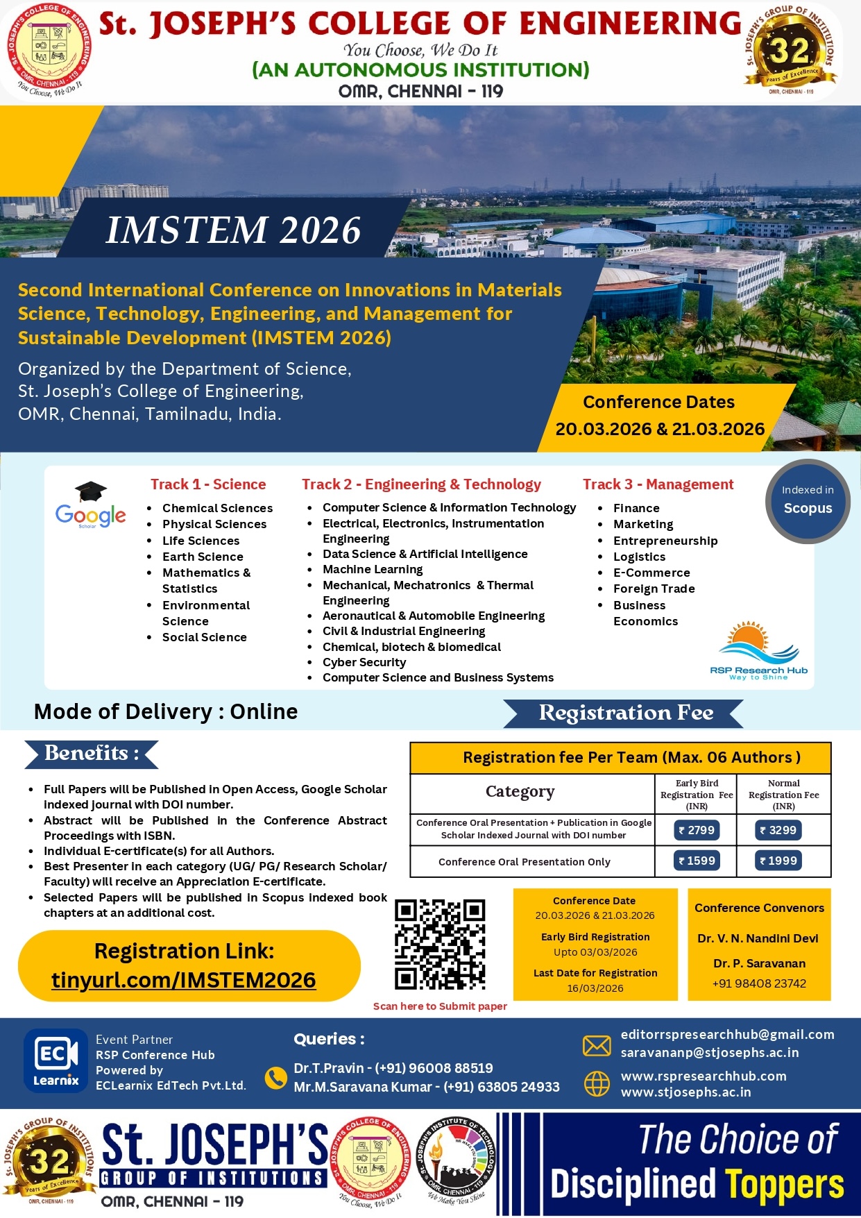 Second International Conference on Innovations in Materials Science, Technology, Engineering, and Management for Sustainable Development IMSTEM 2026 Poster