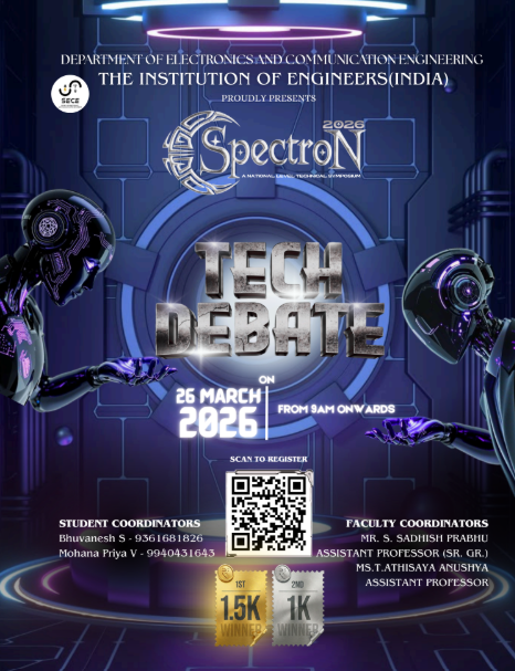 SPECTRON 2026 - Tech Debate - BS Abdur Rahman Crescent Institute of Science and Technology, Chennai, Poster