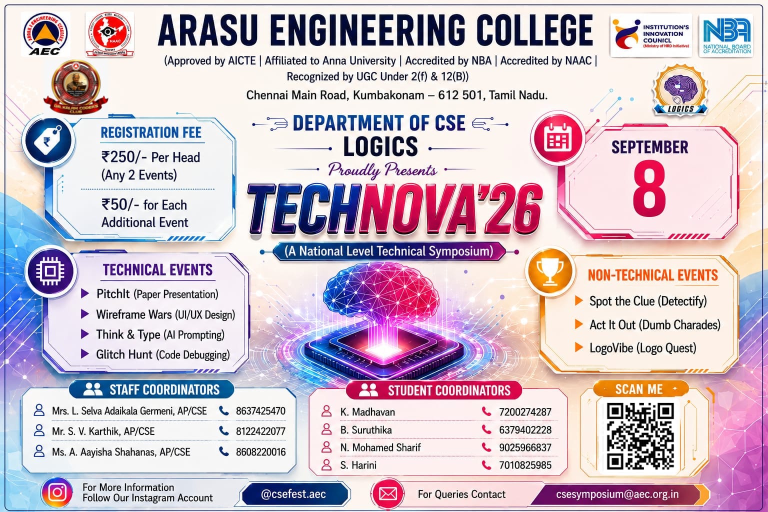 TECHNOVA'26, Arasu Engineering College, Kumbakonam