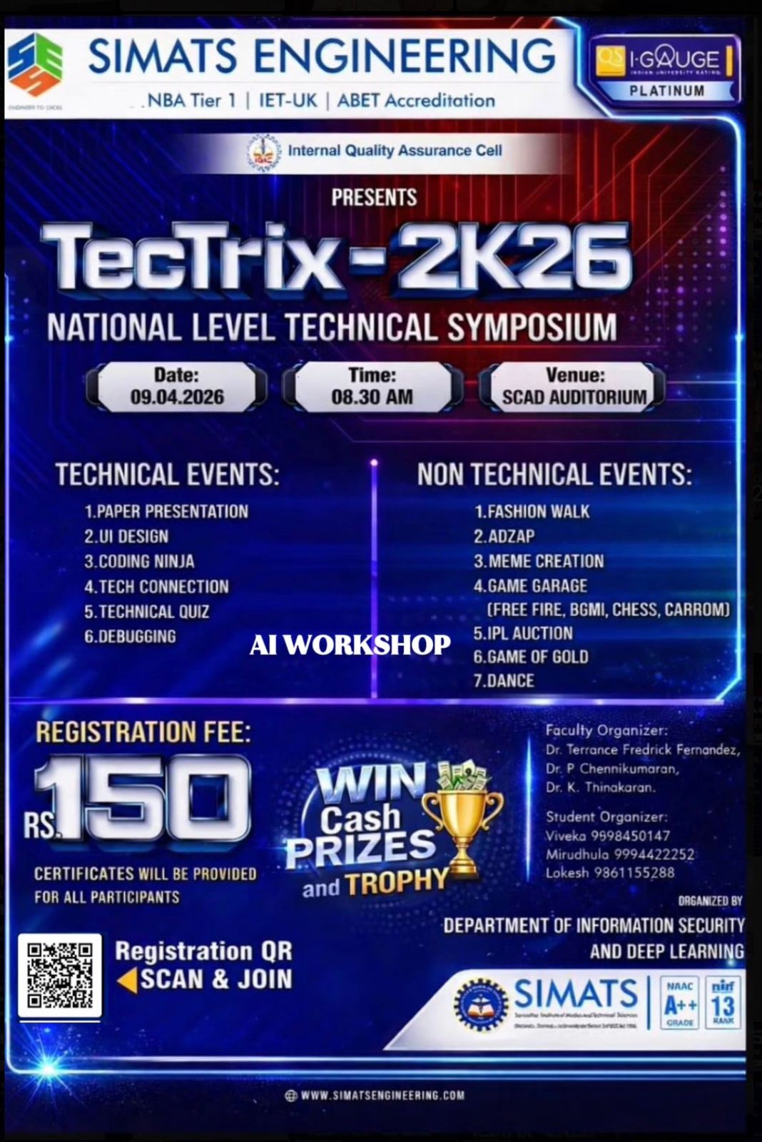 Tectrix 2K26, SIMATS Engineering Poster