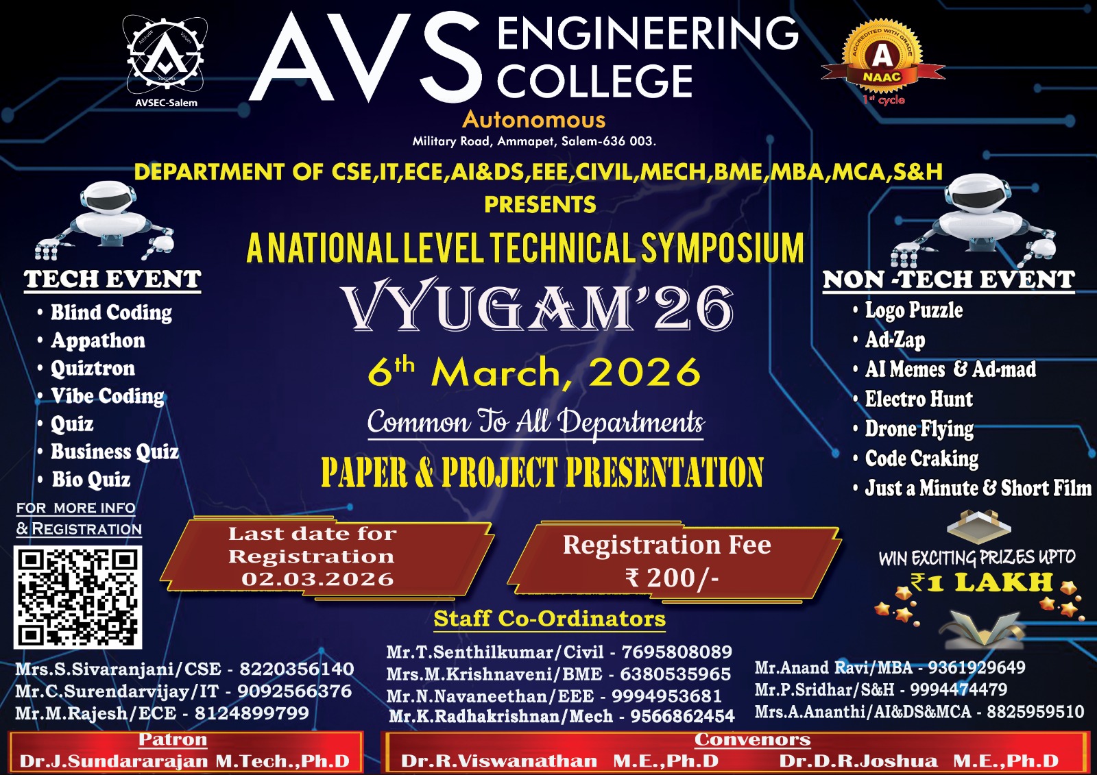 VYUGAM'26, AVS Engineering College, Salem
