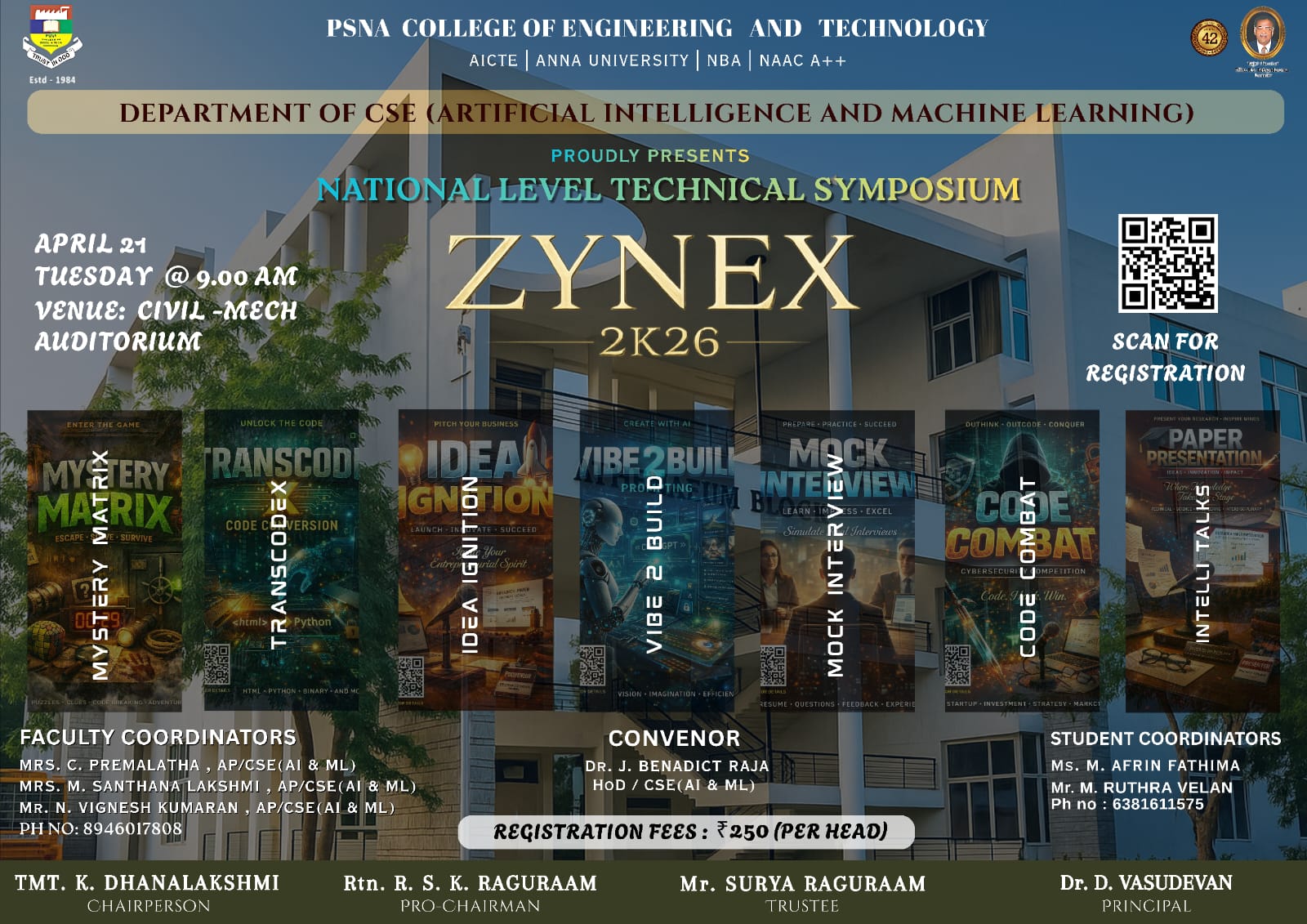 ZYNEX 2K26, PSNA College of Engineering and Technology, Dindigul Poster