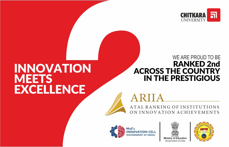 Chitkara University Bags 2nd Rank in ARIIA Rankings Released by Govt of India - Chitkara University