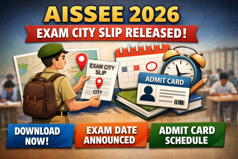 AISSEE 2026 Exam City Slip Exam Date, and Admit Card Released