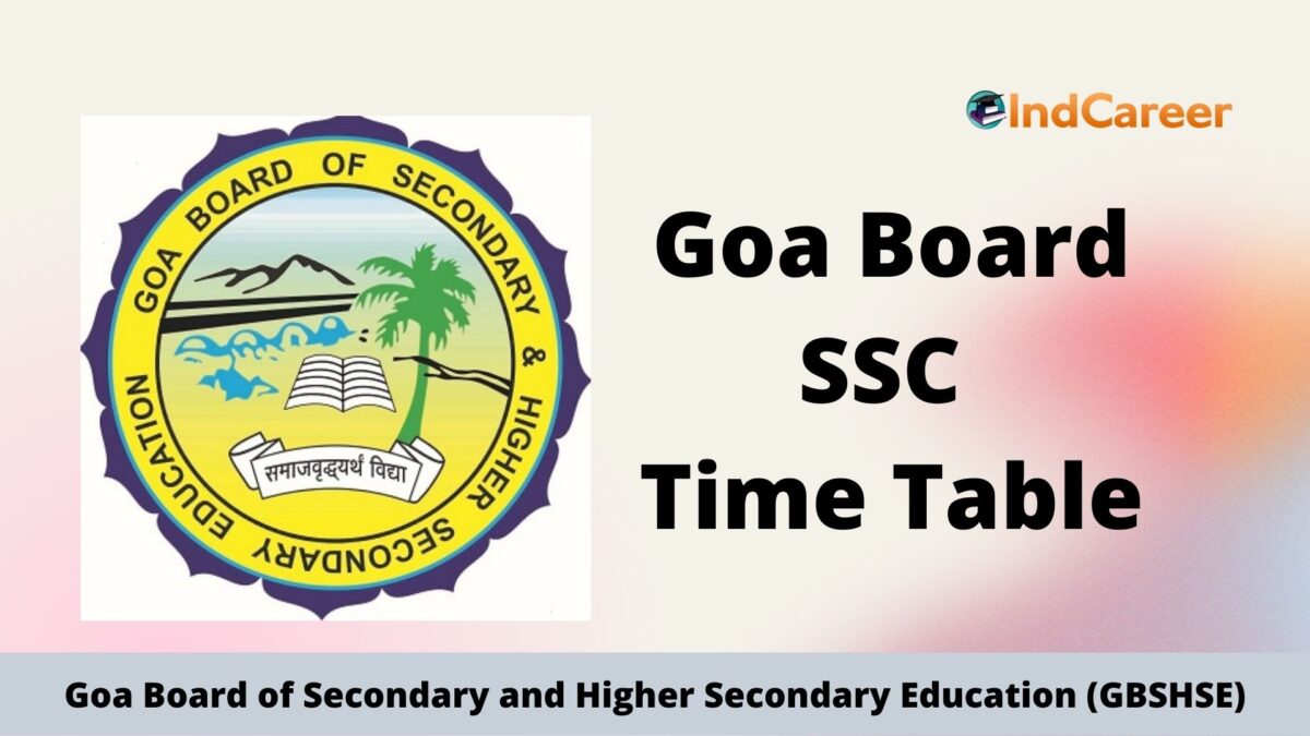 Goa Board SSC Time Table, GBSHSE 10th Routine PDF Download