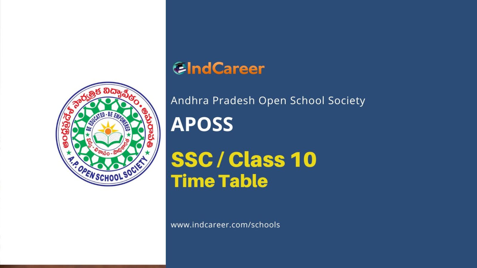 APOSS SSC Time Table: Andhra Pradesh Open School Class 10 Exam Date